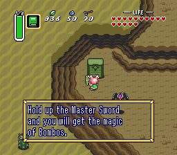 Engraving: Hold up the Master Sword and you will get the power of Bombos.