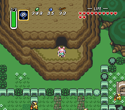 Normally unreachable cave, reached from Dark World