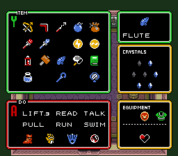 Inventory screen with no sword