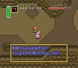 Goblin thing: WOW! You look better! Got the Moon Pearl, huh?